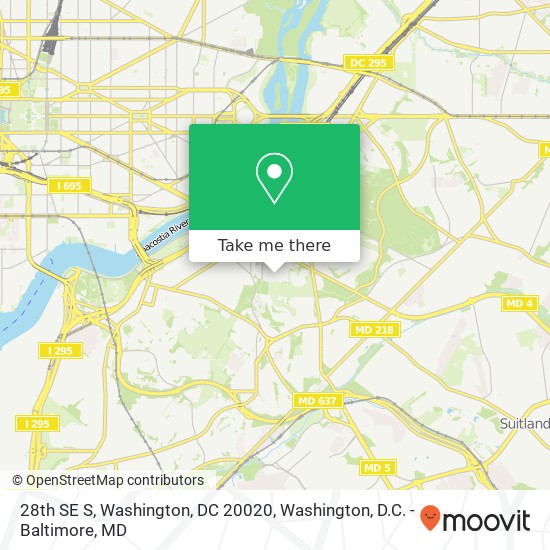 28th SE S, Washington, DC 20020 map