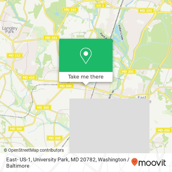 Mapa de East- US-1, University Park, MD 20782