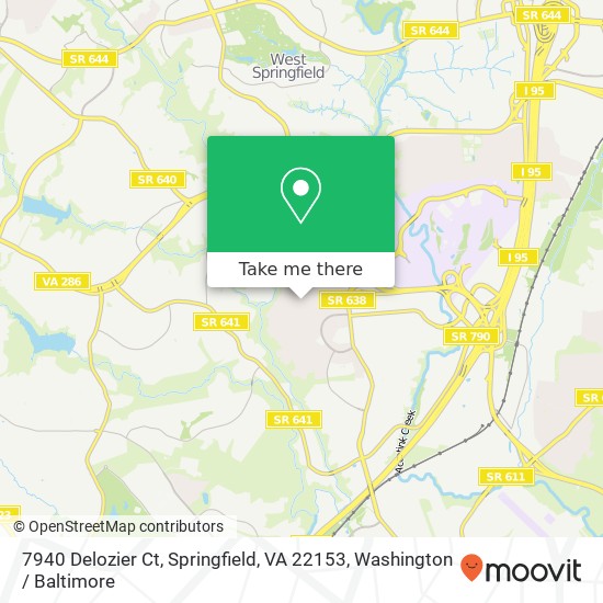 Mapa de 7940 Delozier Ct, Springfield, VA 22153