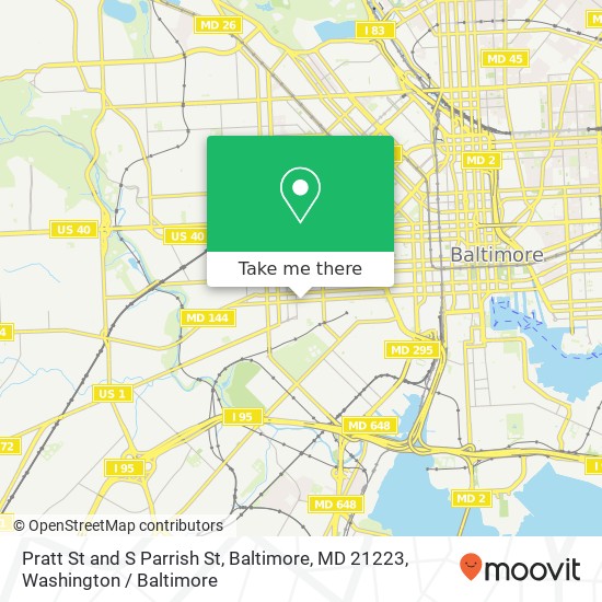 Pratt St and S Parrish St, Baltimore, MD 21223 map