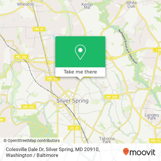 Mapa de Colesville Dale Dr, Silver Spring, MD 20910