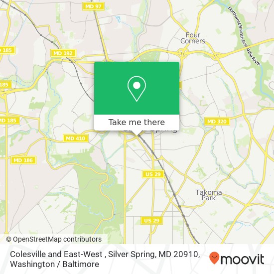 Colesville and East-West , Silver Spring, MD 20910 map