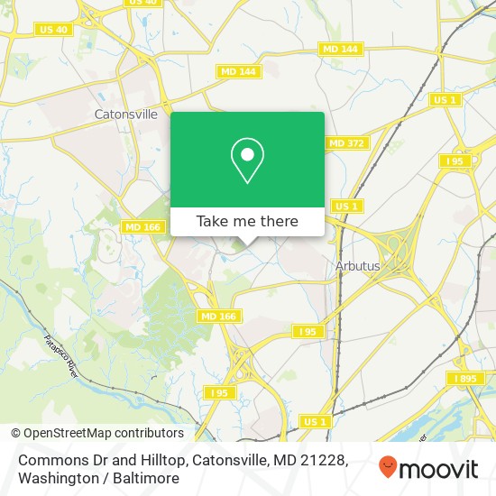 Commons Dr and Hilltop, Catonsville, MD 21228 map