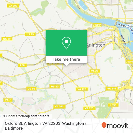 Mapa de Oxford St, Arlington, VA 22203