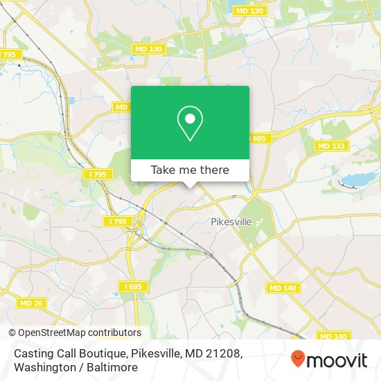 Mapa de Casting Call Boutique, Pikesville, MD 21208