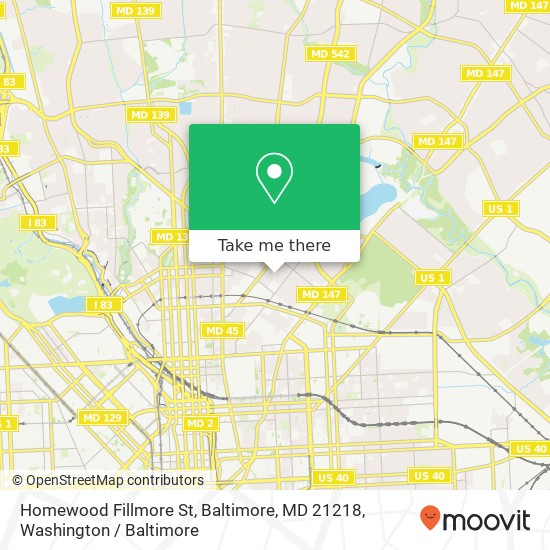 Mapa de Homewood Fillmore St, Baltimore, MD 21218