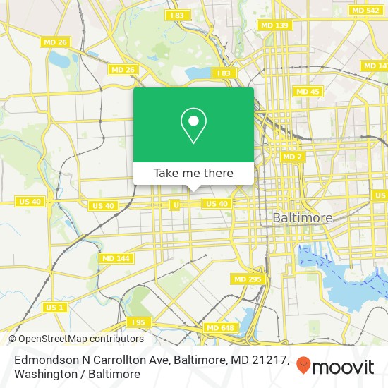 Edmondson N Carrollton Ave, Baltimore, MD 21217 map