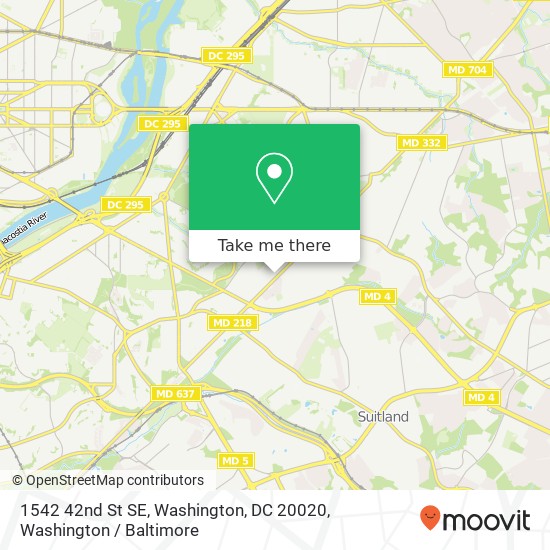 Mapa de 1542 42nd St SE, Washington, DC 20020