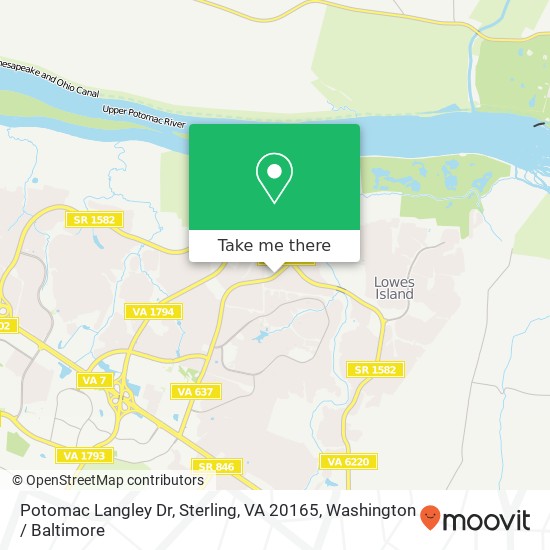 Mapa de Potomac Langley Dr, Sterling, VA 20165