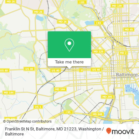 Mapa de Franklin St N St, Baltimore, MD 21223