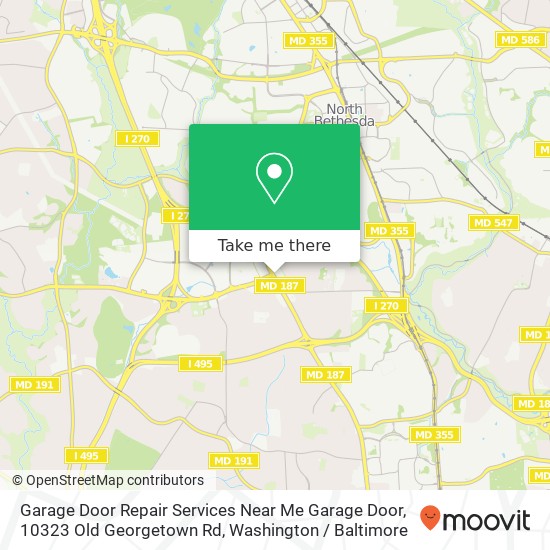 Mapa de Garage Door Repair Services Near Me Garage Door, 10323 Old Georgetown Rd