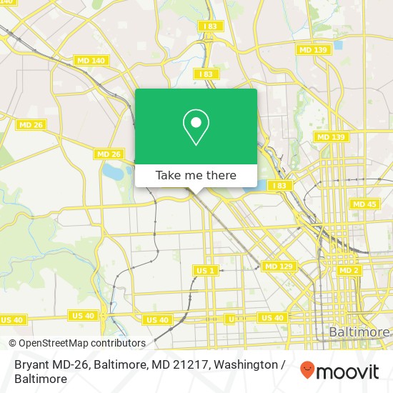 Mapa de Bryant MD-26, Baltimore, MD 21217