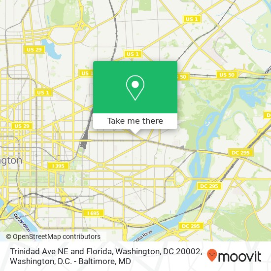 Mapa de Trinidad Ave NE and Florida, Washington, DC 20002