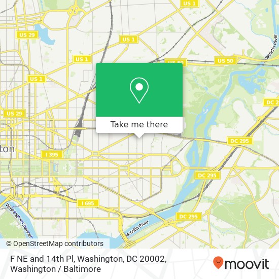 Mapa de F NE and 14th Pl, Washington, DC 20002