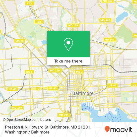 Preston & N Howard St, Baltimore, MD 21201 map