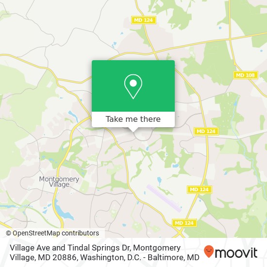 Mapa de Village Ave and Tindal Springs Dr, Montgomery Village, MD 20886