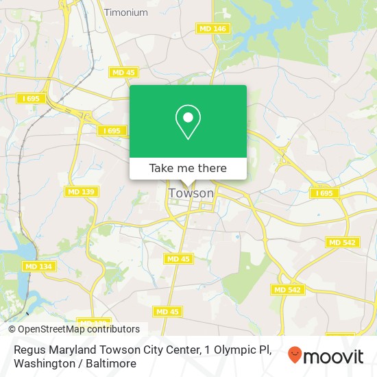 Mapa de Regus Maryland Towson City Center, 1 Olympic Pl