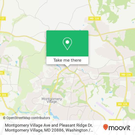 Mapa de Montgomery Village Ave and Pleasant Ridge Dr, Montgomery Village, MD 20886