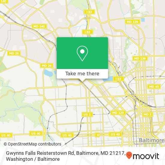 Mapa de Gwynns Falls Reisterstown Rd, Baltimore, MD 21217