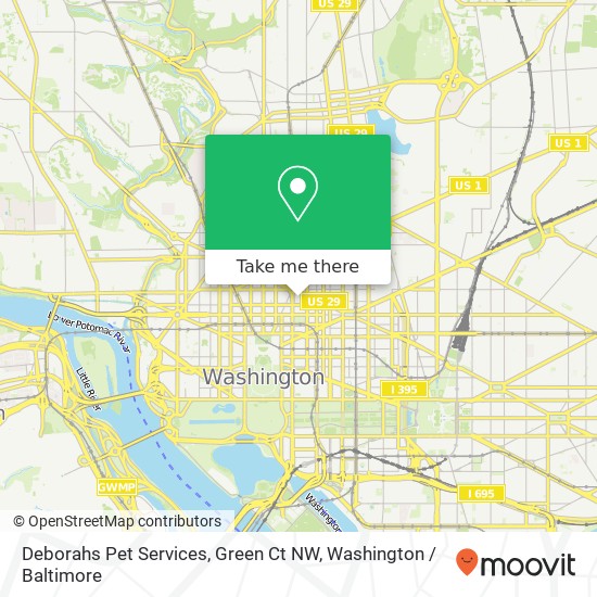 Mapa de Deborahs Pet Services, Green Ct NW