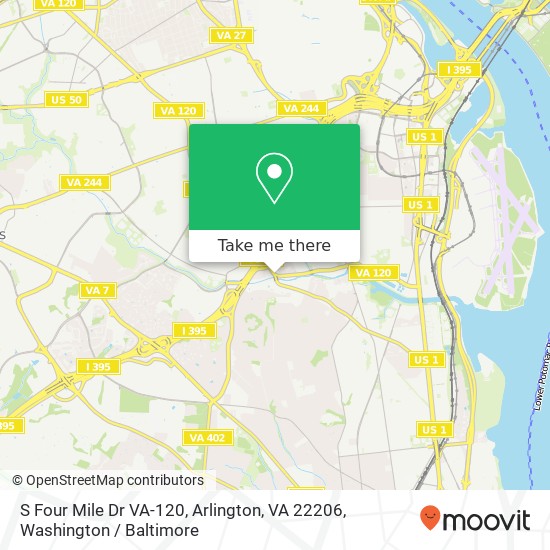 Mapa de S Four Mile Dr VA-120, Arlington, VA 22206