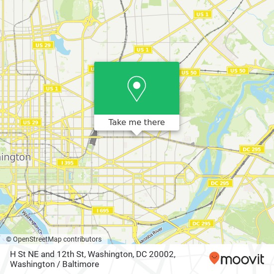 Mapa de H St NE and 12th St, Washington, DC 20002