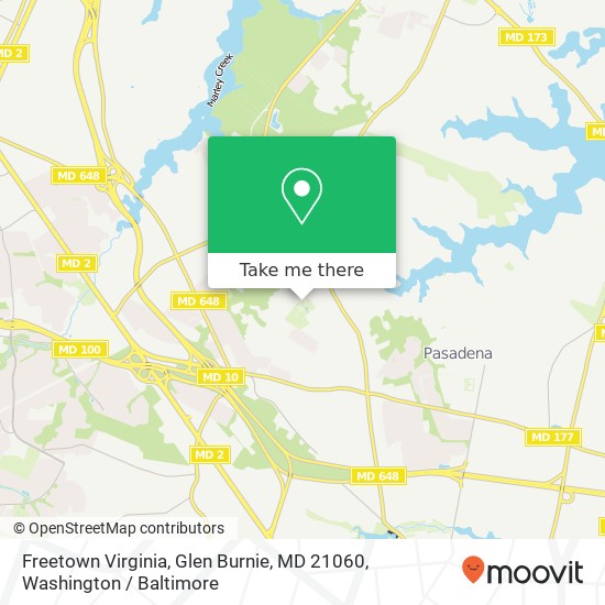 Mapa de Freetown Virginia, Glen Burnie, MD 21060