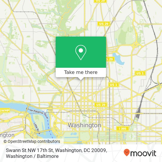 Mapa de Swann St NW 17th St, Washington, DC 20009