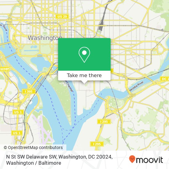 Mapa de N St SW Delaware SW, Washington, DC 20024