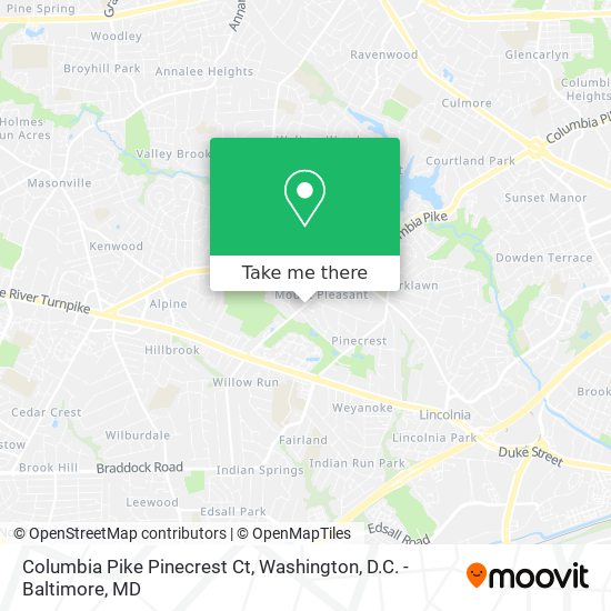 Columbia Pike Pinecrest Ct map