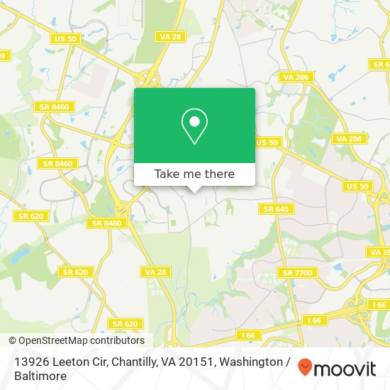 Mapa de 13926 Leeton Cir, Chantilly, VA 20151