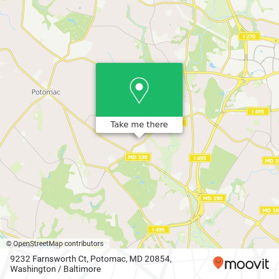 Mapa de 9232 Farnsworth Ct, Potomac, MD 20854