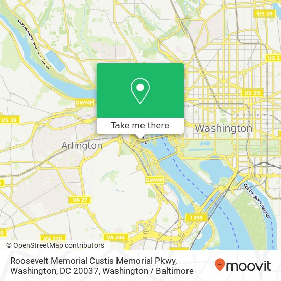 Mapa de Roosevelt Memorial Custis Memorial Pkwy, Washington, DC 20037