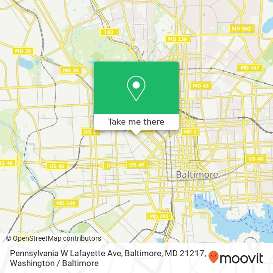 Pennsylvania W Lafayette Ave, Baltimore, MD 21217 map