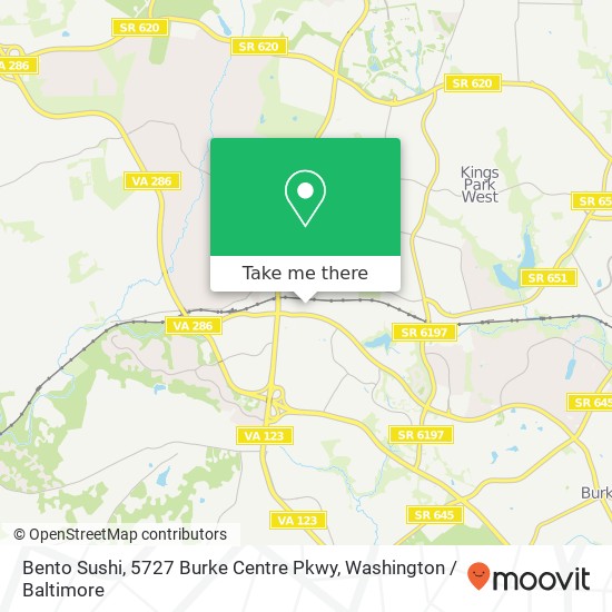 Mapa de Bento Sushi, 5727 Burke Centre Pkwy