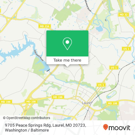 Mapa de 9705 Peace Springs Rdg, Laurel, MD 20723