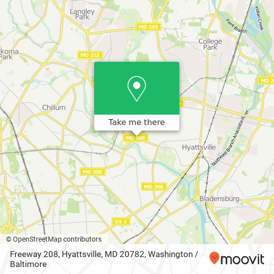 Mapa de Freeway 208, Hyattsville, MD 20782