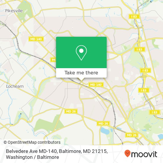 Belvedere Ave MD-140, Baltimore, MD 21215 map