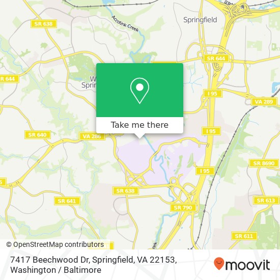 Mapa de 7417 Beechwood Dr, Springfield, VA 22153