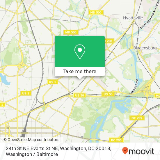 Mapa de 24th St NE Evarts St NE, Washington, DC 20018