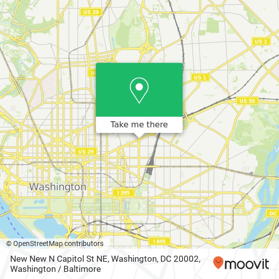 Mapa de New New N Capitol St NE, Washington, DC 20002