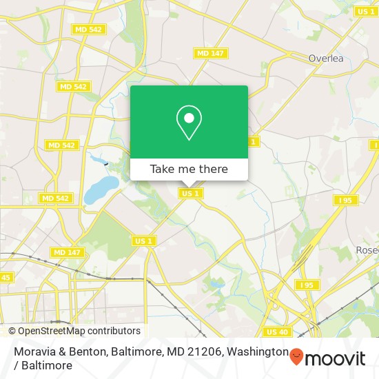 Mapa de Moravia & Benton, Baltimore, MD 21206