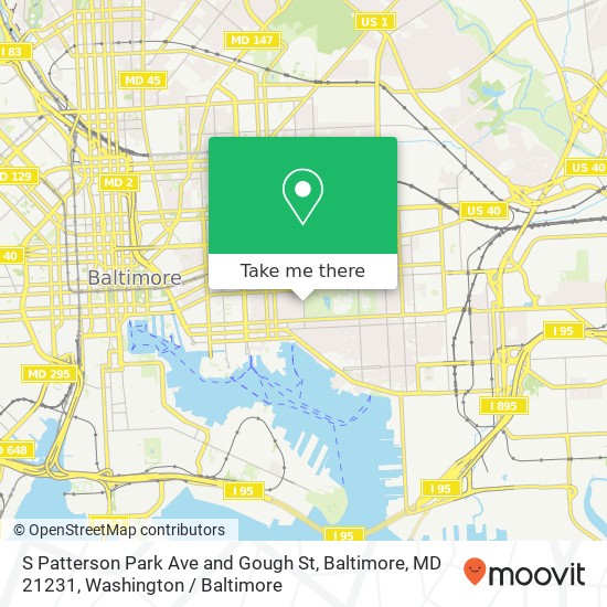 Mapa de S Patterson Park Ave and Gough St, Baltimore, MD 21231