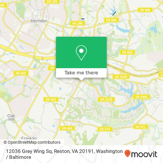 Mapa de 12036 Grey Wing Sq, Reston, VA 20191