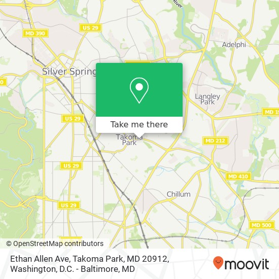 Mapa de Ethan Allen Ave, Takoma Park, MD 20912