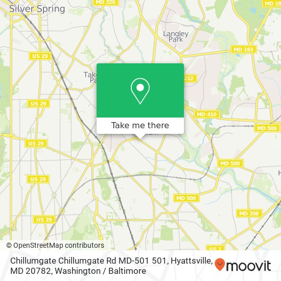 Mapa de Chillumgate Chillumgate Rd MD-501 501, Hyattsville, MD 20782