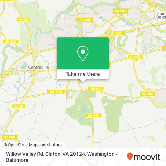 Mapa de Willow Valley Rd, Clifton, VA 20124