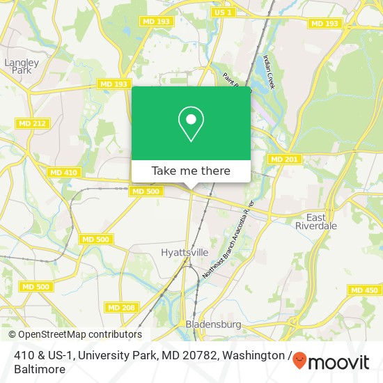 Mapa de 410 & US-1, University Park, MD 20782