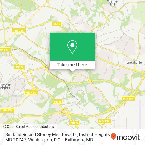 Suitland Rd and Stoney Meadows Dr, District Heights, MD 20747 map