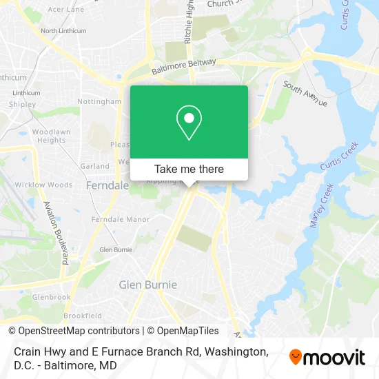 Crain Hwy and E Furnace Branch Rd map
